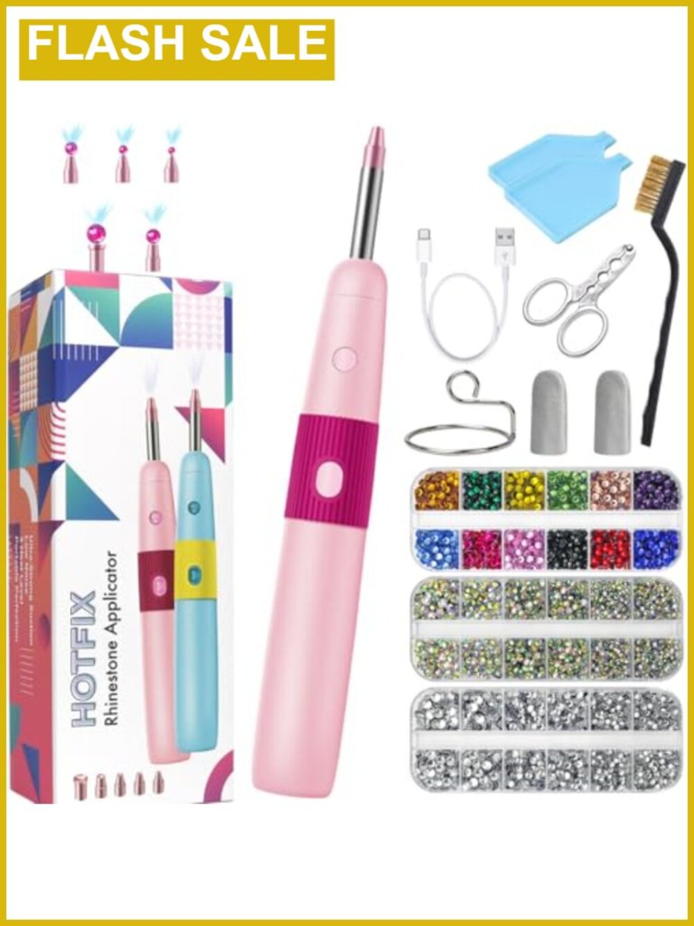 5-in-1 Cordless Hotfix Rhinestone Applicator Tool, Bedazzler Kit
